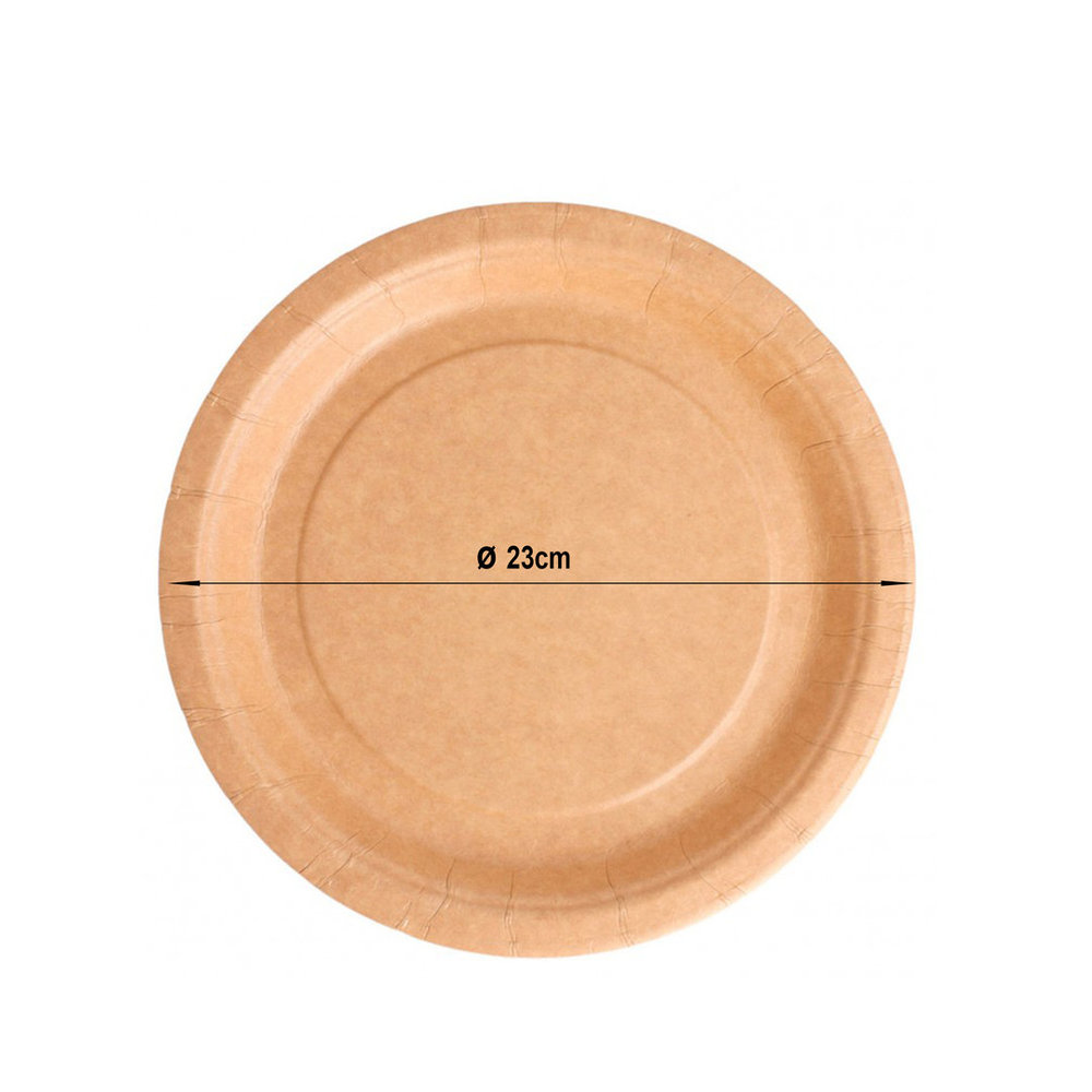 Plato de cartón Kraft 230mm diâmetro