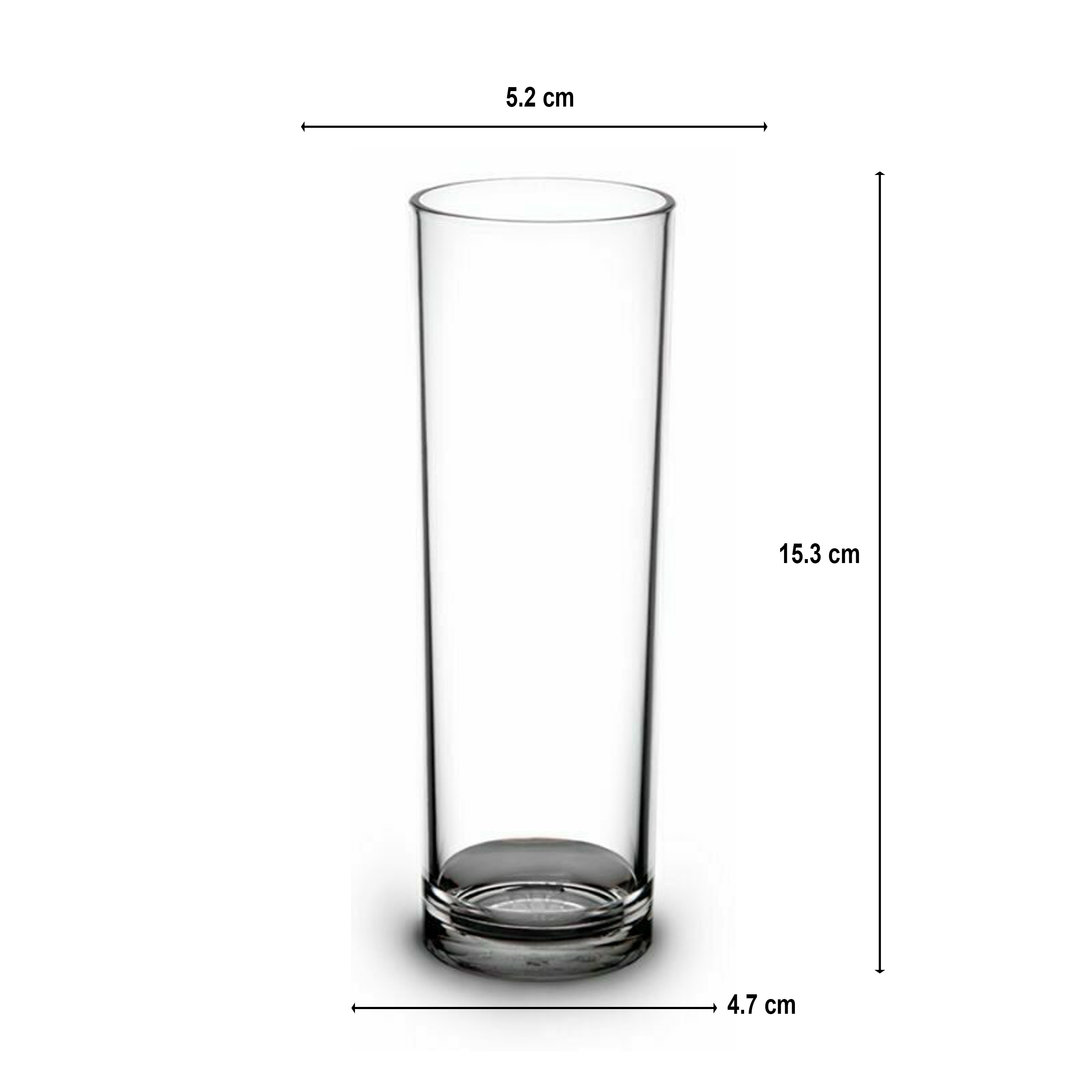 Vaso tipo tubo  220 irrompible (PC) Transparente - Caja 12 Unidades