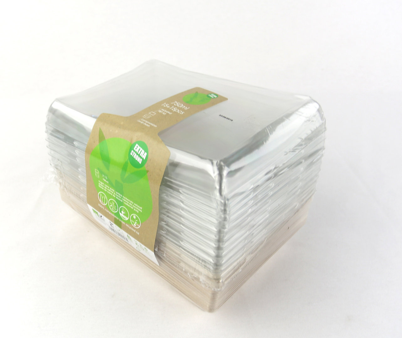 Pack Rectangular Bowl w/cover 750ml BIO - full box 90 units