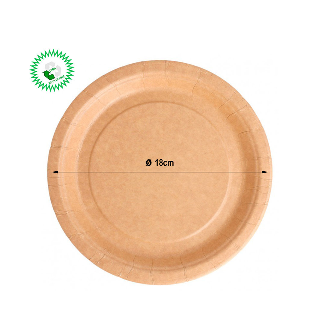 Plato de cartón Kraft 180mm diâmetro - Caja 300 unidades