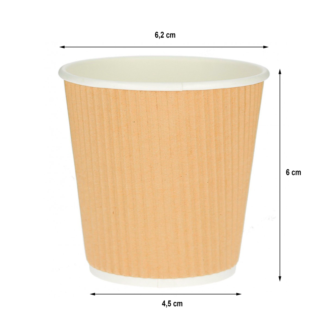 Vaso Cartón Corrugado Kraft 120ml (4OZ) – Caja Completa 1000 unidades