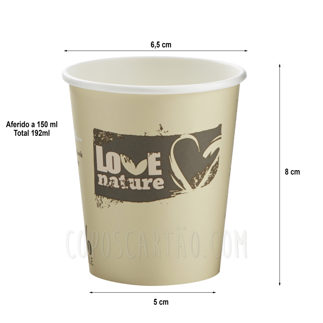 Hot Drinks Paper Cups BIOWARE 192ml (6Oz) box 3000 Uni