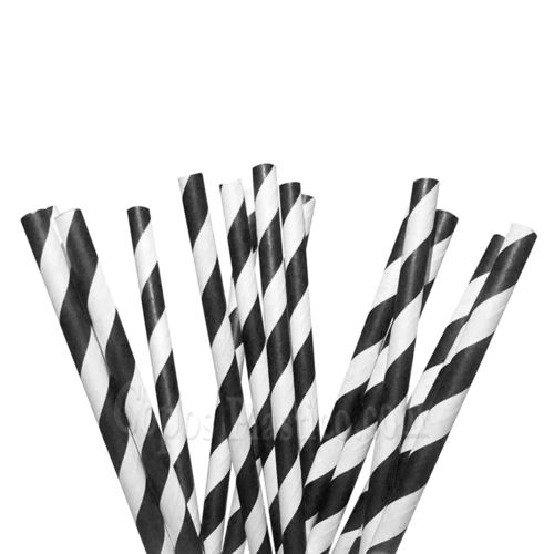 Papel Paja Recto Blanco y Negro - Pack de 250 unidades