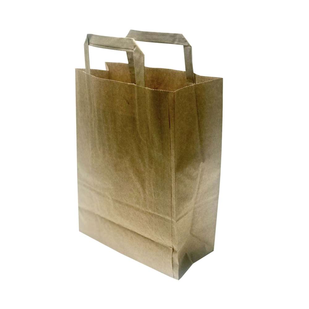 Kraft paper bag with flat handle 26x30+14cm - Pack 50 units