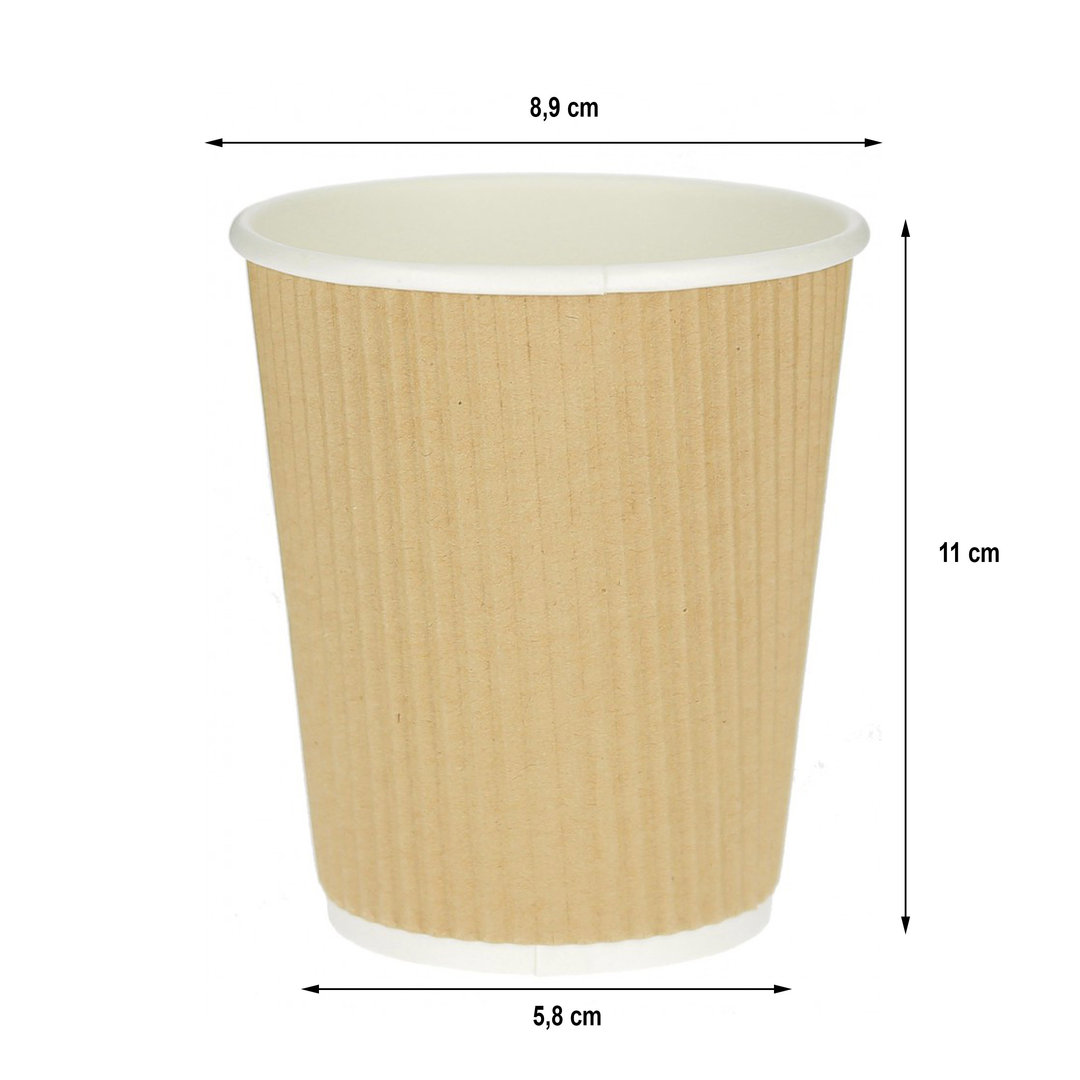 Corrugated Card Cup Kraft 360ml (12Oz) w/ Black Lid “To Go” - Pack 25 units
