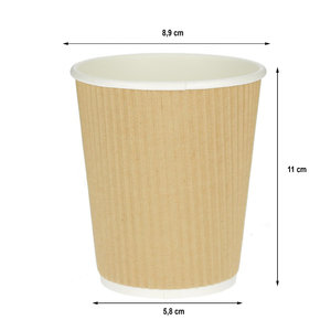 Corrugated Card Cup Kraft 360ml (12Oz) - Pack 25 units