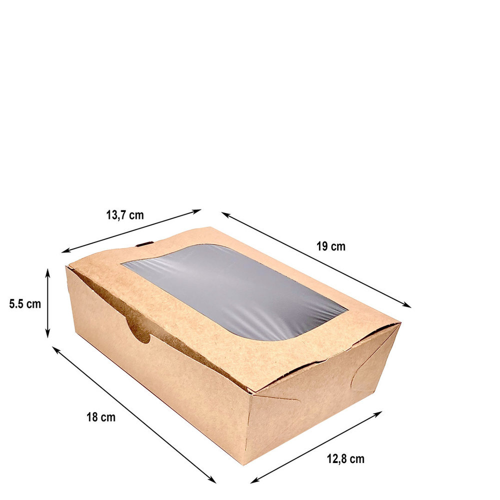 Boîte à emporter Kraft avec intérieur Noirs 1000ml -  Paquet 25 unités