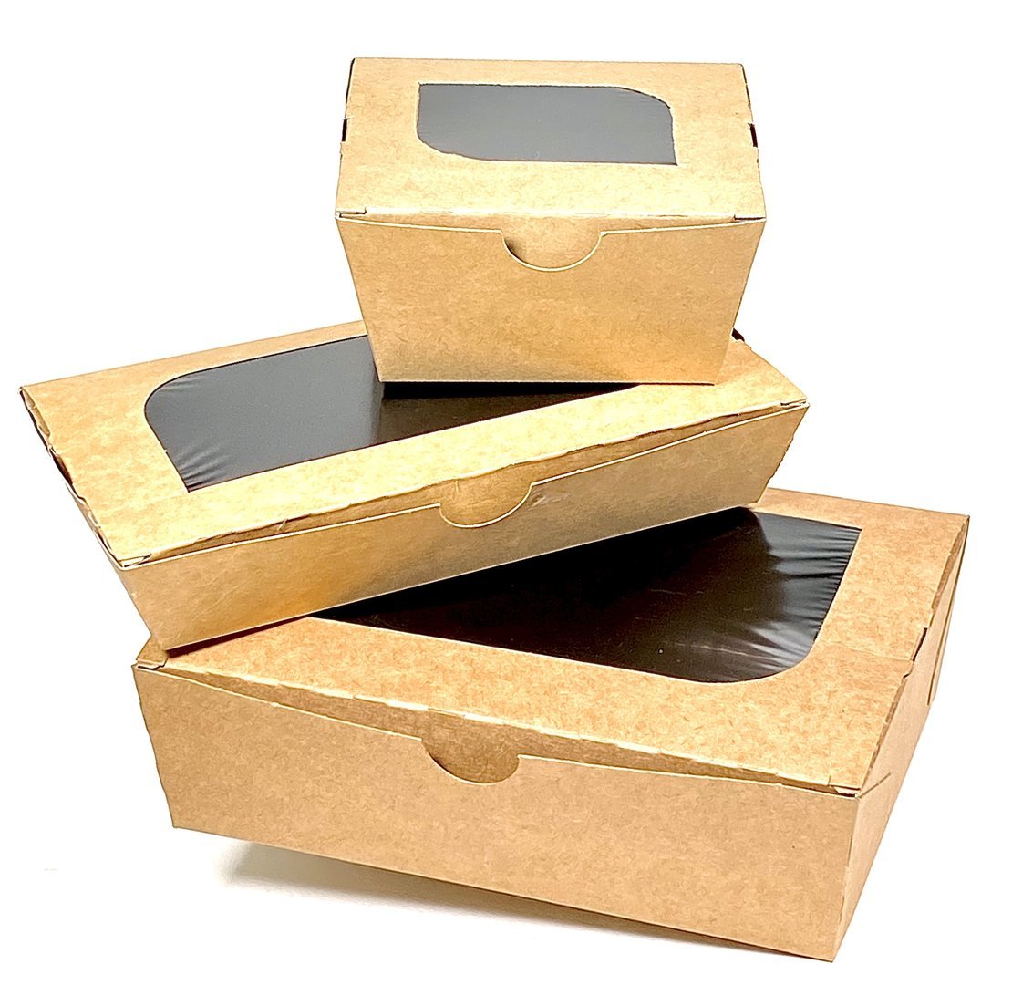 Caja Take Away Kraft Interior Negro y Ventana 1000ml - Caja. 175 Unidades