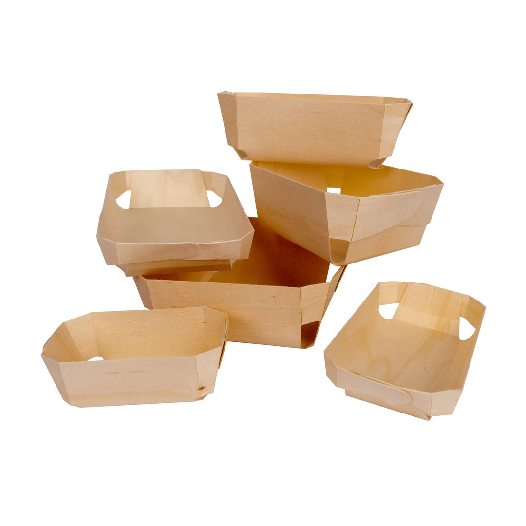 Wooden Cuvette 145x85x50mm With Tracing Paper - Pack of 50 units