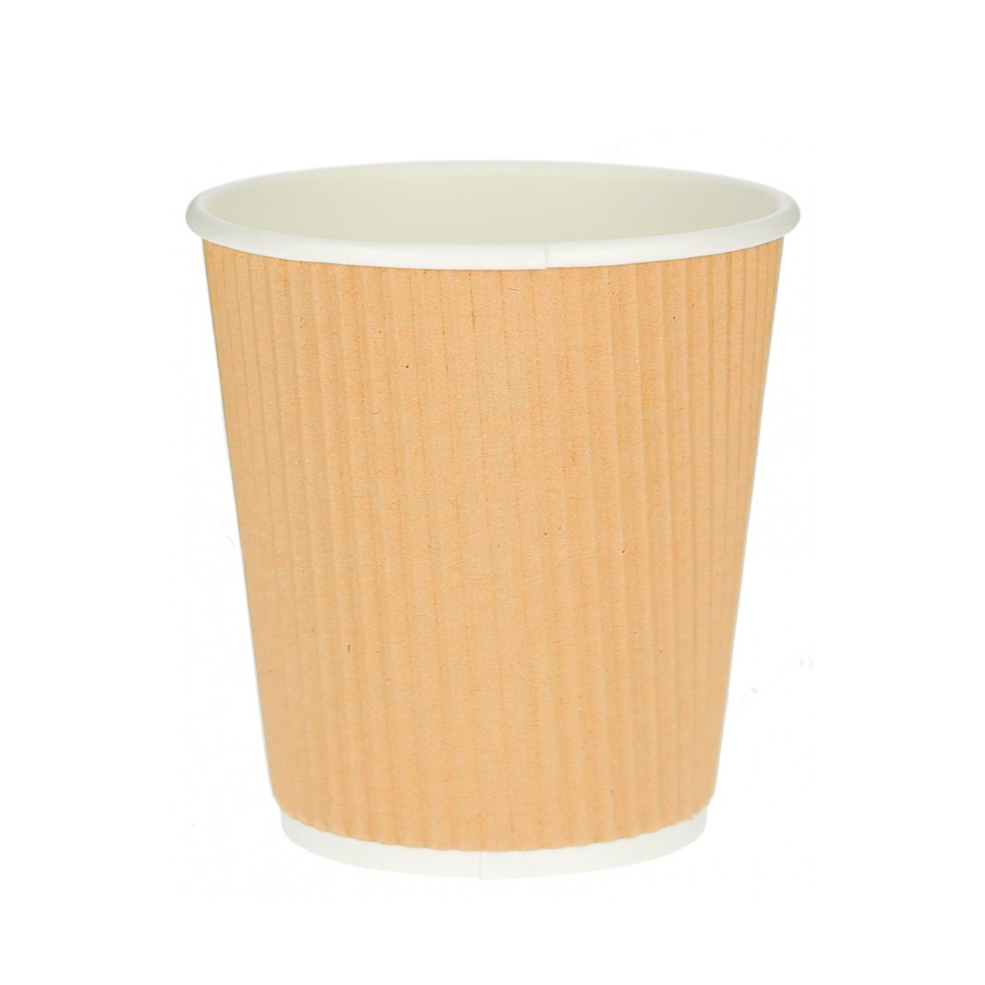 Copo Cartão canelado 210ml Kraft (7OZ) - Caixa Completa de 500 unidades