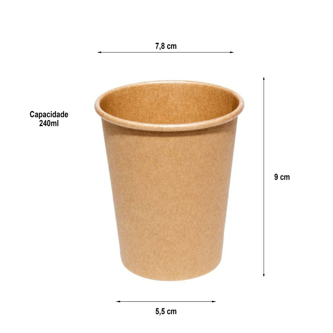 100% Kraft Paper Cup (8Oz) 240ml