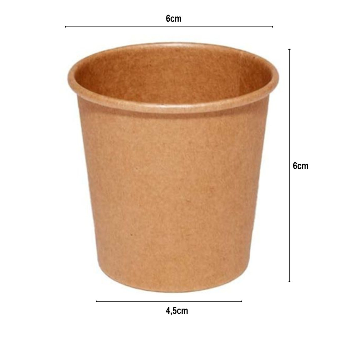 Vaso Cartón 100% Kraft (4Oz) 120ml c/ Tapa “To Go” Blanca - Paquete 50 unidades