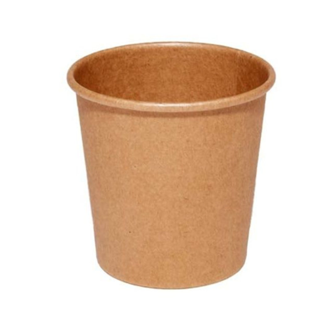 Vaso Cartón 100% Kraft (4Oz) 120ml c/ Tapa “To Go” Blanca - Paquete 50 unidades