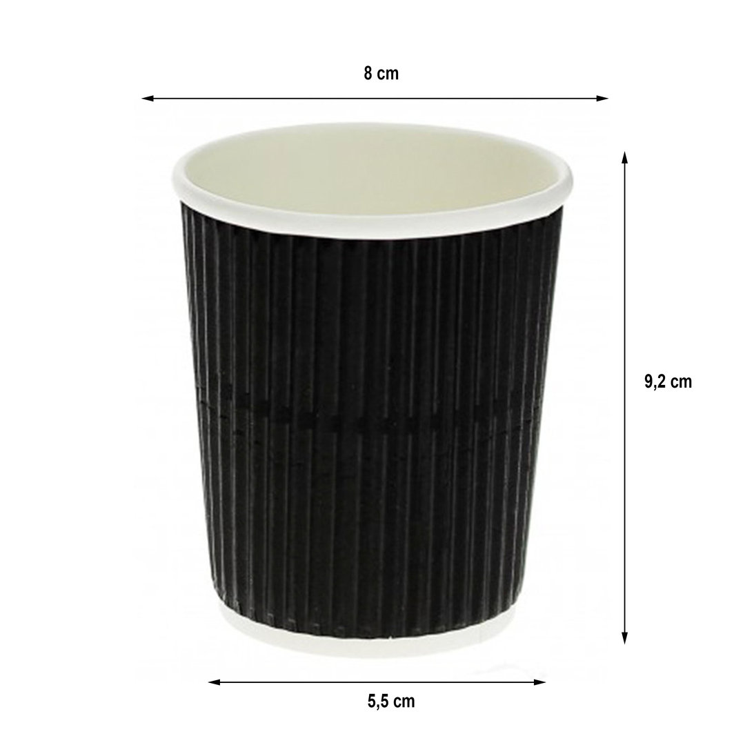Corrugated Card Cup Black 240ml (8Oz) w/ Black Lid “To Go”  – Box of 500 units