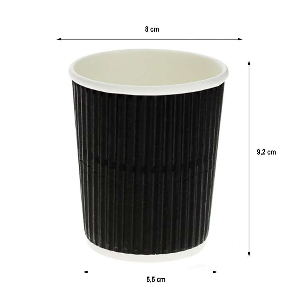 Verre en Carton Ondulé Noir 240ml (8Oz) - Boîte Complète 500 unités