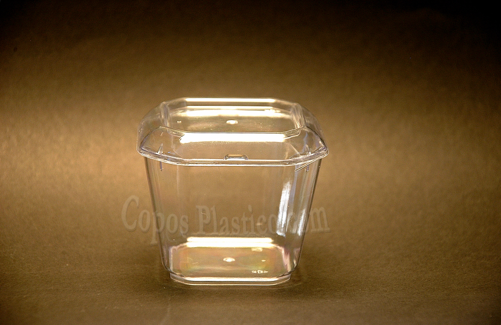 Square Dessert Box 130 ml 100 Uni with lid