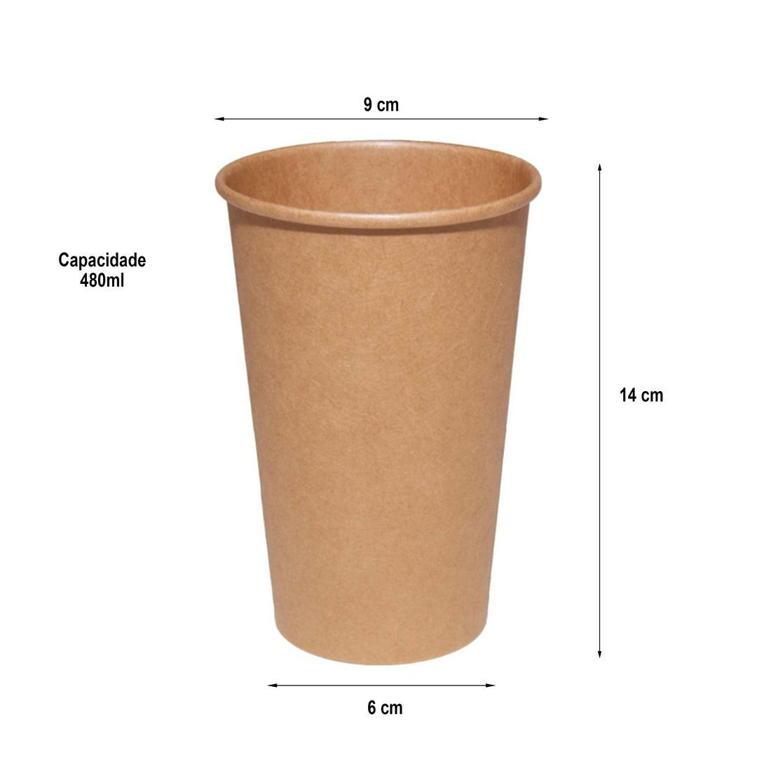 Vaso Cartón 100% Kraft (16Oz) 480ml - Caja 1000 Unidades