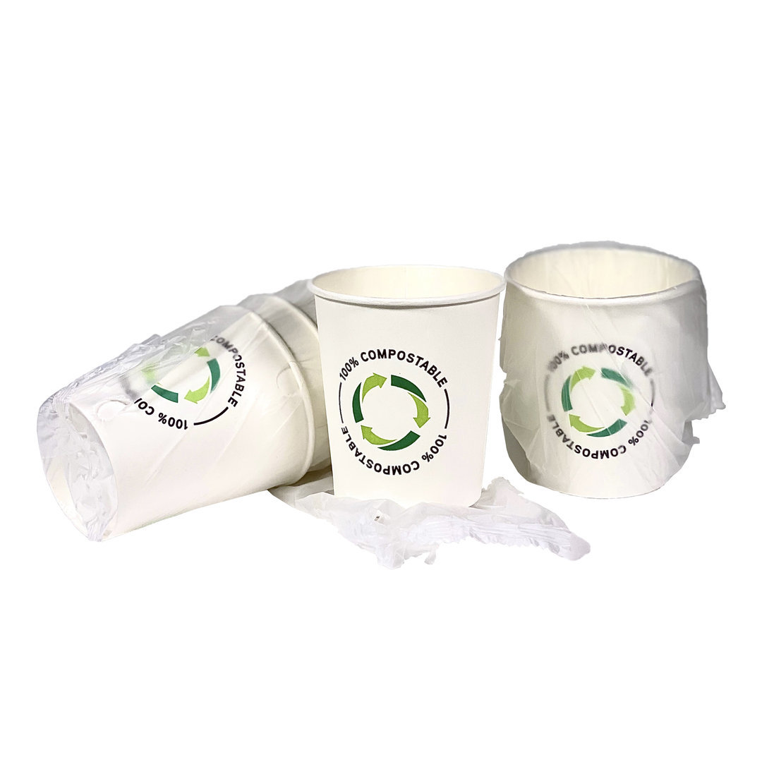 Paper Cups Hotel 100%compostable bag/bio PLA 210ml (7OZ) Pack of 50 units