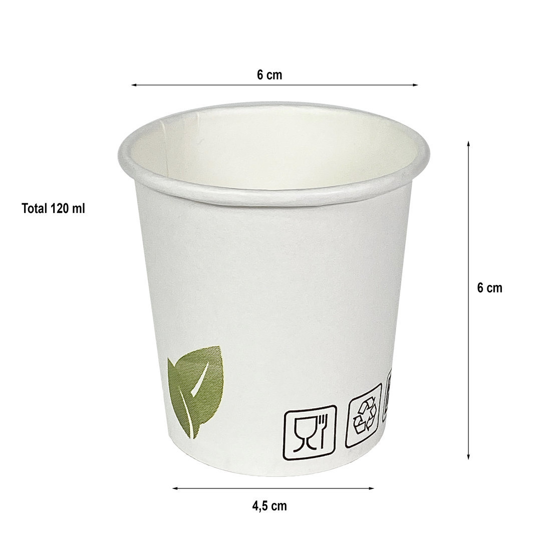 Vaso Cartón Eco 120ml (4Oz) c/ Tapa ToGo Negra - Caja Completa 1000 unidades