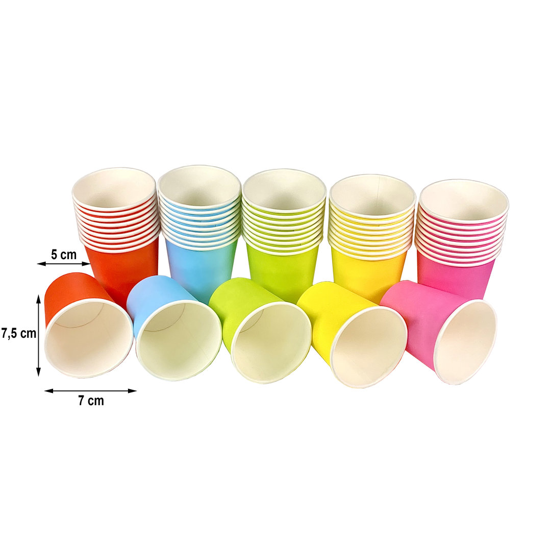 Cardboard Cups 7Oz 210ml Colors Assorted - Pack 50 units