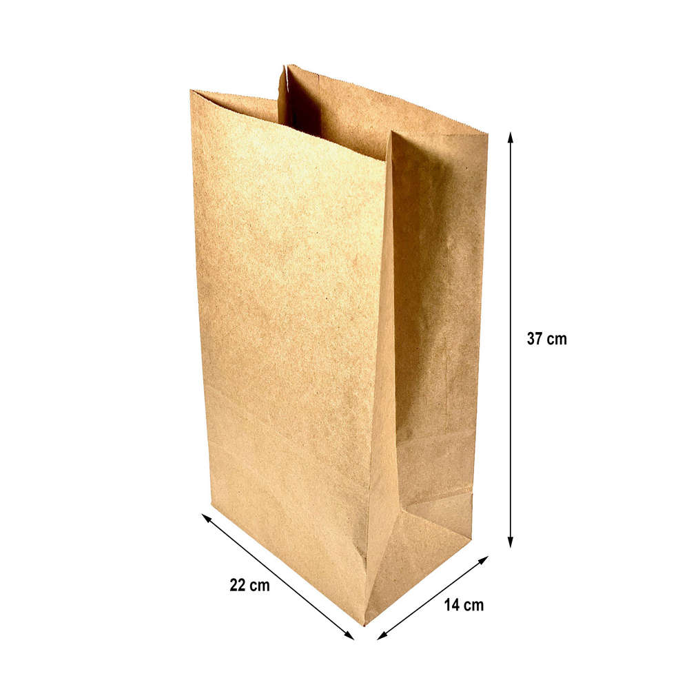Bolsa de Papel Kraft Americana 22x37+14cm - Paquete 250 unidades