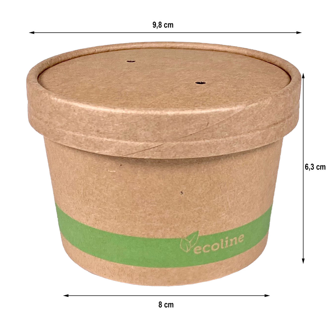 Caja Sopa de Cartón 240ml Kraft con Tapa - Paquete 25 unidades