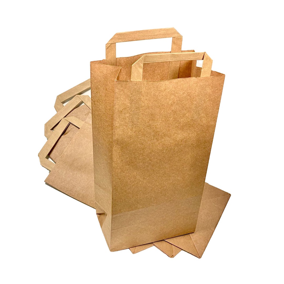 Bolsa de papel kraft con asa para botellas de 18x37+9cm - Caja 500 unidades