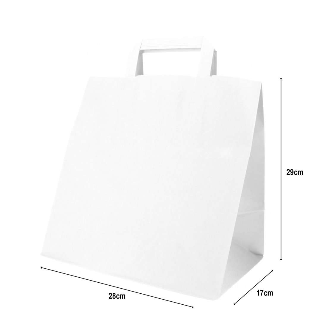 Bolsa de papel blanco c/ asa plana 28x17x29 - Caja 250 unidades