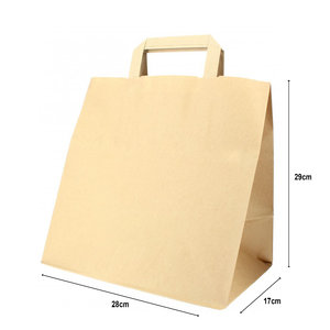 Bolsa papel kraft asa plana 28x17x29- Pack de 50 unidades