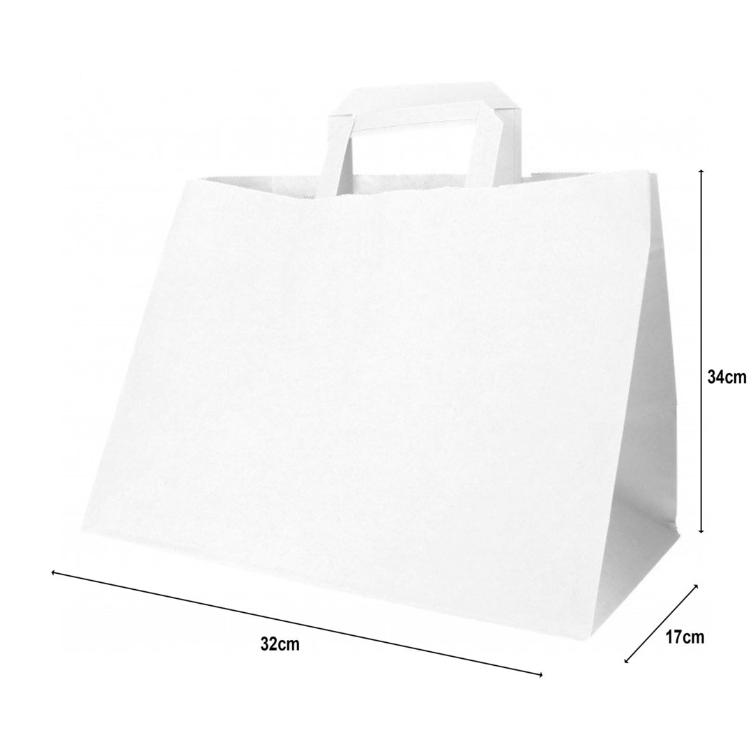 Bolsa de papel blanca asa plana 32x17x34- Pack de 50 unidades