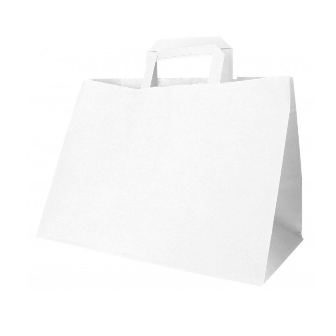 Bolsa de papel blanca asa plana 32x17x34- Pack de 50 unidades