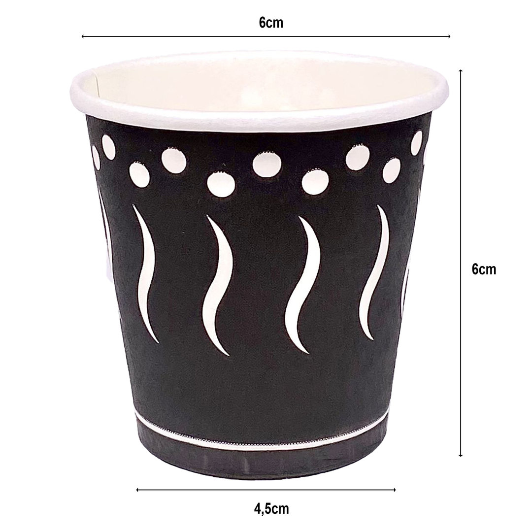 Vaso Cartón Impreso Negro 120ml (4Oz) c/Cubierta ToGo Blanca - Caja Completa 1000 unidades
