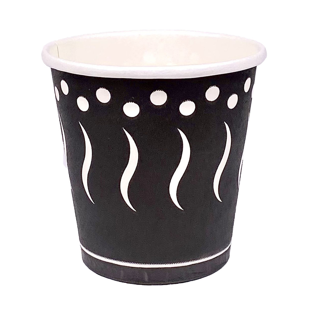 Vaso Cartón Impreso Negro 120ml (4Oz) c/Cubierta ToGo Blanca - Caja Completa 1000 unidades