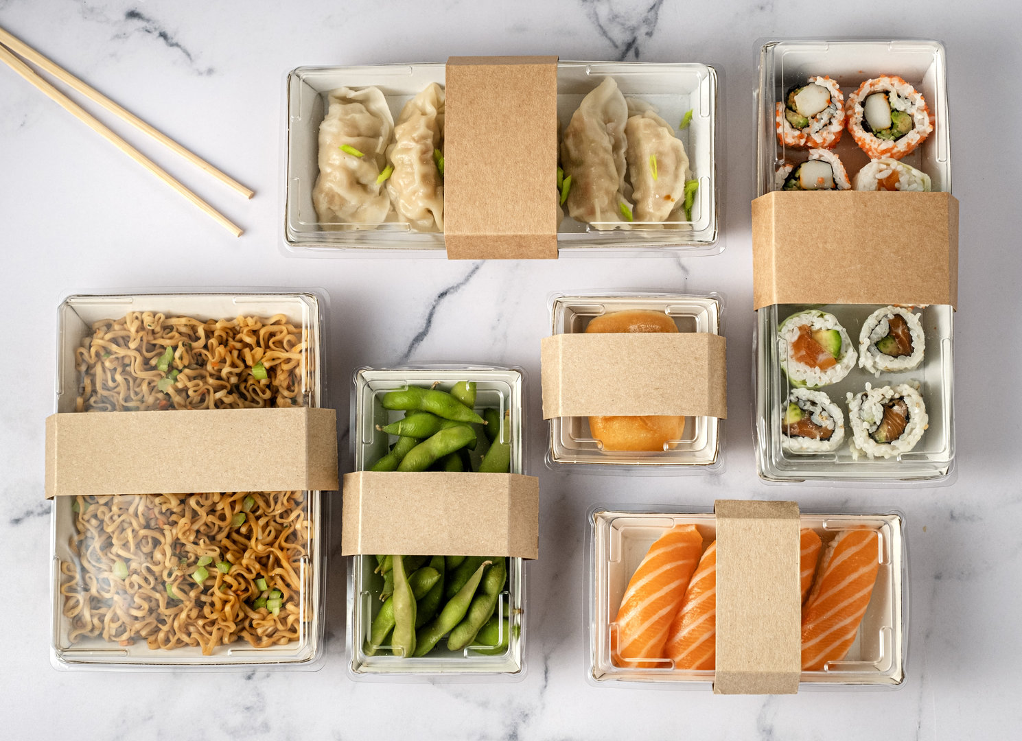 Kraft Sushi Tray 85x85 With Lid - Pack 25 Units