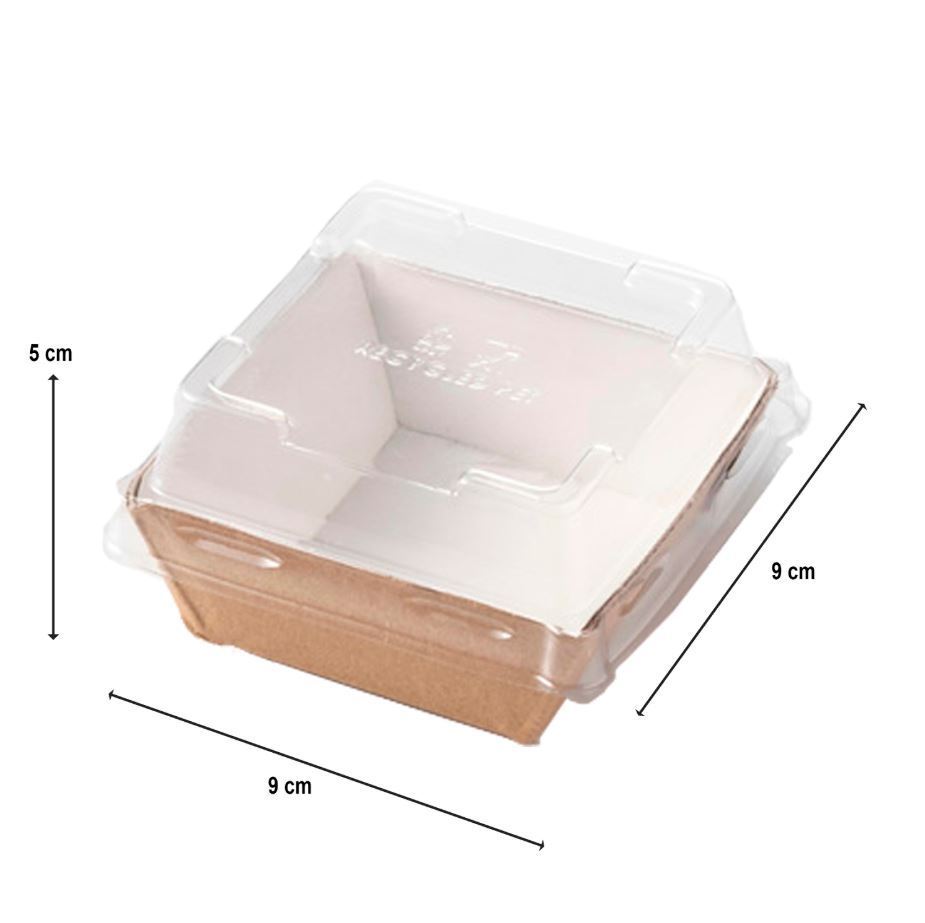 Kraft Sushi Tray 85x85 With Lid - Pack 25 Units