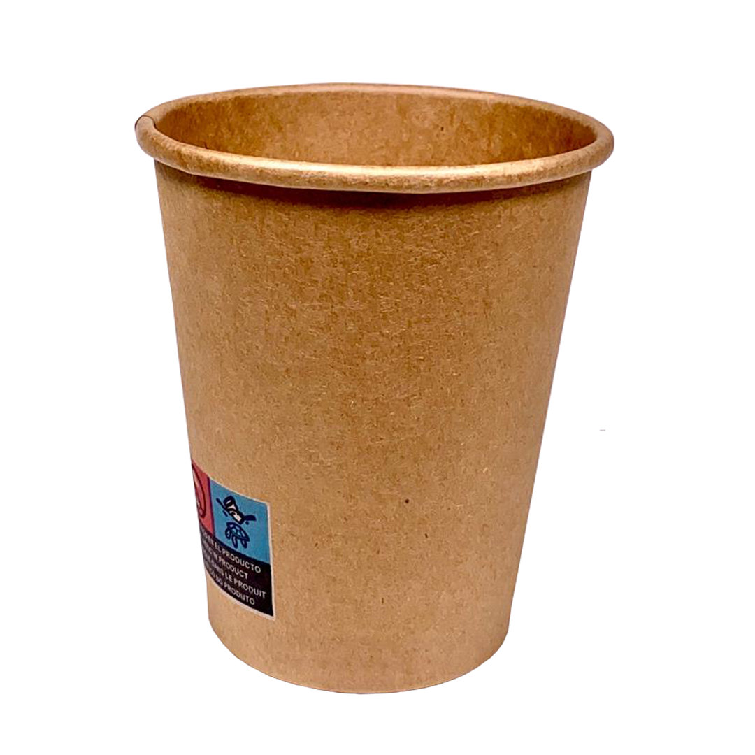 Paper Cups 350ml (12Oz) 100% Kraft w/ White “To Go” Lid – Box of 2000 units