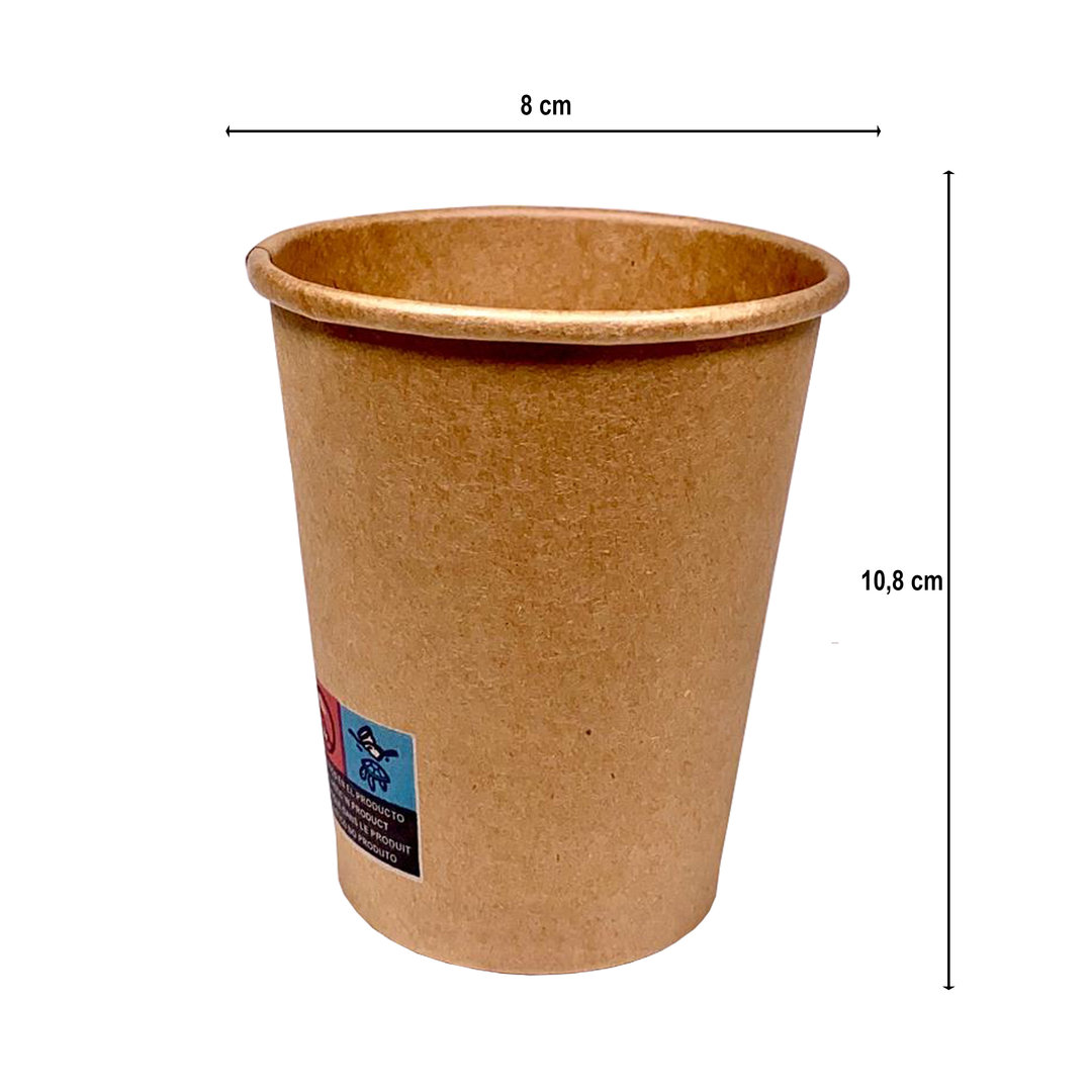 Paper Cups 350ml (12Oz) 100% Kraft w/ White “To Go” Lid – Box of 2000 units