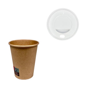 Vaso Cartón 192ml (6/7Oz) 100% Kraft C/Tapa C/Agujero "To Go" Blanco - Paquete De 50 Unidades