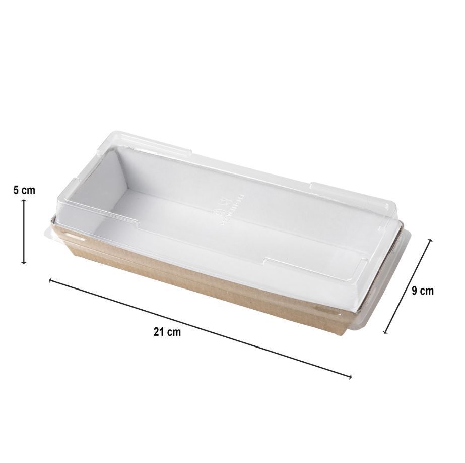 Kraft Sushi Tray 210x90 With Lid - Box 650 Units