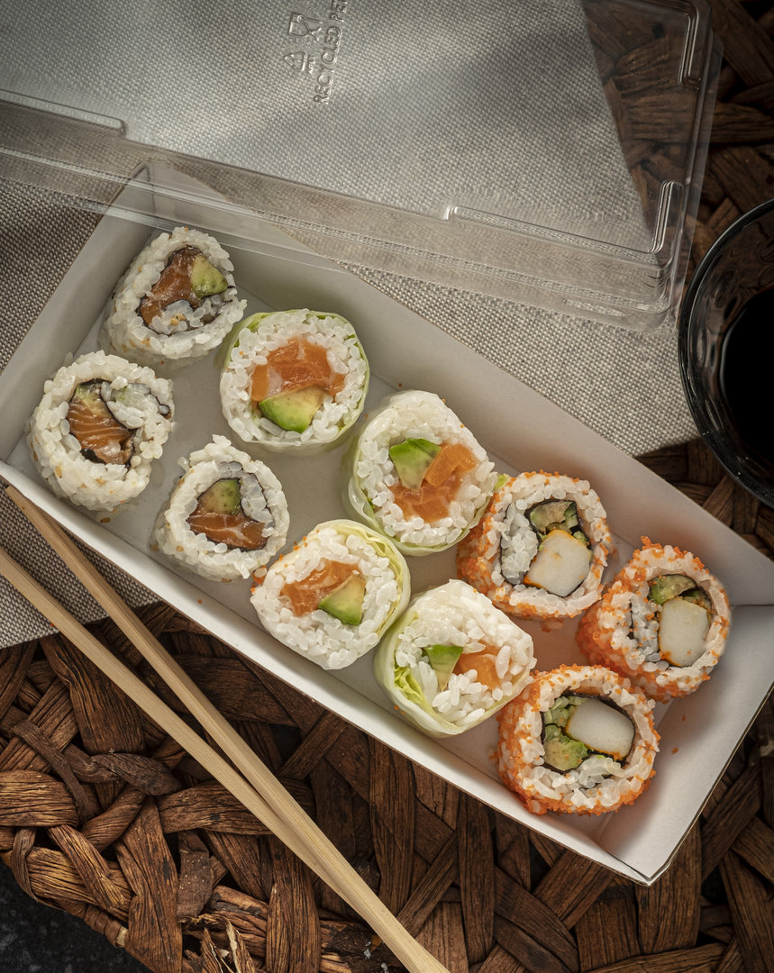 Kraft Sushi Tray 210x90 With Lid - Box 650 Units