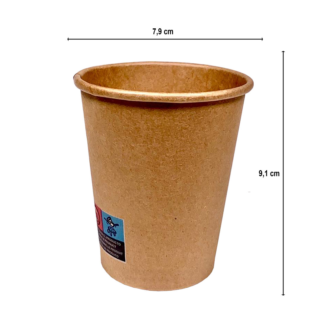 Copo de Cartão 240ml (8Oz) 100 % Kraft c/ Tampa “To Go” Branca – Manga 50 unidades