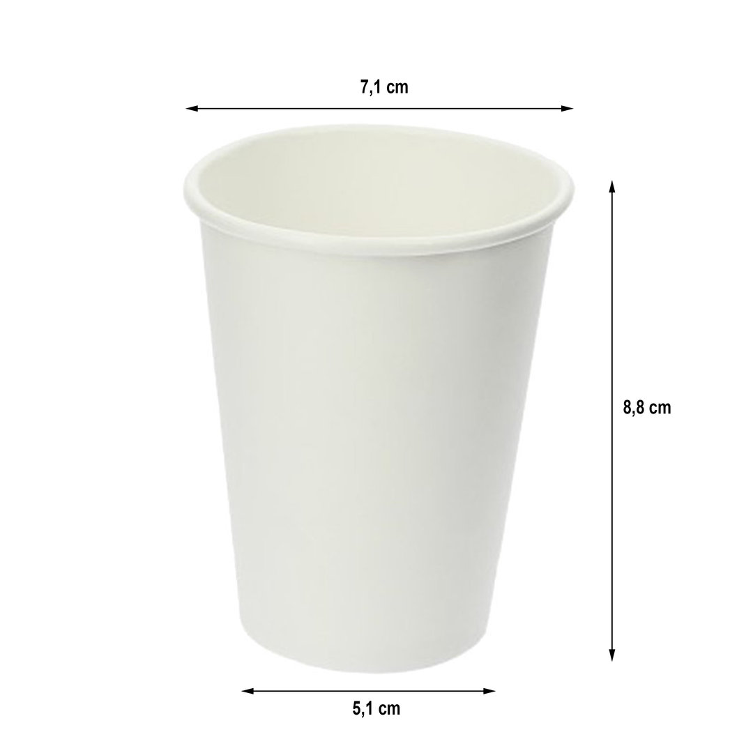 Paper Cups Vending 210ml (7Oz) White w/Lid w/Hole "To Go" Black - Box 1000 Units